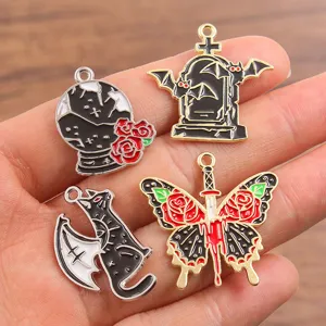 Pendatifs de breloques DIY émaillés en alliage sur le thème d'Halloween pour bijoux