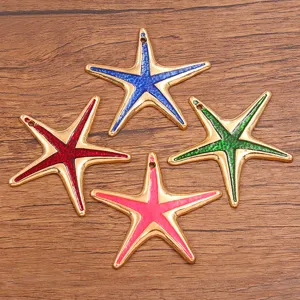 Ciondoli charm in metallo a stella marina smaltata colorata per creazione di gioielli fai da te.