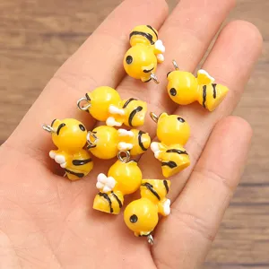 12x20mm χαριτωμένα μενταγιόν μέλισσας ρητίνης κίτρινα ζωάκια για κοσμήματα DIY αξεσουάρ