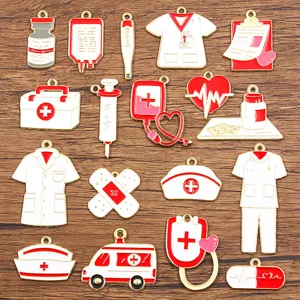 Pendentifs en émail médical en alliage DIY médecin infirmière stéthoscope fabrication de bijoux