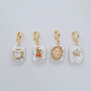 Baroque freshwater pearl pendant gold plated DIY necklace charm jewelry accessory chic elegant