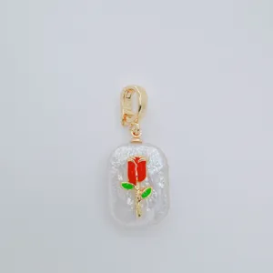 Barocke Süßwasserperle Rosen Anhänger mit 18k Gold abnehmbarem Verschluss Schmuckteil