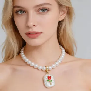 Barock Süßwasserperle Anhänger Mit Abnehmbarem Verschluss Kupfer Vergoldet Strass Rose Blume Kirsche Stern Schmuckherstellung Zubehör Für Damen Halskette DIY Einzelner Anhänger Ohne Kette