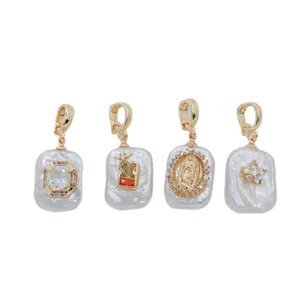 Baroque freshwater pearl pendant gold-plated universal clasp DIY necklace jewelry charm