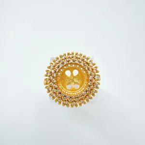 Exquisite gold-plated DIY jewelry ring pendant blank setting sparkling cubic zirconia.