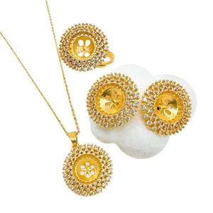 18k gold plated jewelry setting blank necklace ring earrings diy accessories set hot