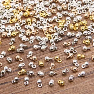 DIY Schmuckherstellung Runde Perlen Legierung Charms Mit Aufhängeschleife Gold Silber KC Gold Für Handgefertigte Armband Halskette Kette