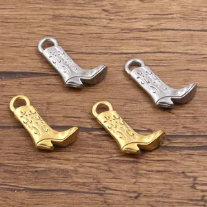 Ciondoli stivale cowboy in acciaio inossidabile per gioielli DIY, accessori 13x21mm.