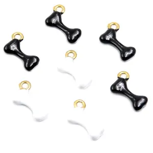 2 Farben Knochen Anhänger 9x16mm Emaille Gold Edelstahl DIY Schmuckherstellung Zubehör