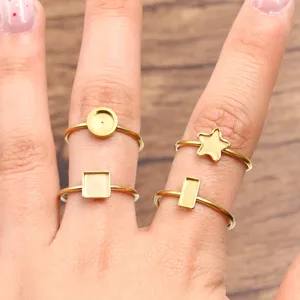 Roestvrij staal lege ringinstelling DIY bezel tray componenten voor cabochon sieraden.