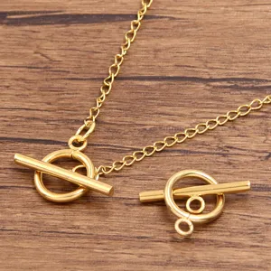 Gold stainless steel round toggle clasp detail for DIY handmade necklace bracelet parts