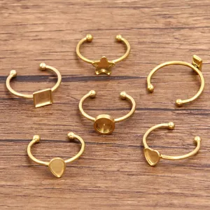Roestvrijstalen DIY lege ringmonturen met verschillende geometrische schalen voor sieraden.