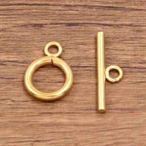 Close-up detail view of gold stainless steel toggle clasp set for DIY jewelry making.