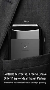 Portable electric shaver for men, compact mini USB rechargeable beard trimming tool.