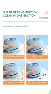 Portable mini desktop vacuum cleaner for kids students table crumbs dust cleaning tool