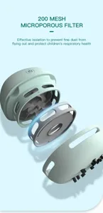 Detailed exploded view of mini desktop vacuum cleaner featuring 200 mesh microporous filter parts.