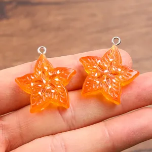 Harz Sternfrucht Anhänger Charms für DIY Schmuckherstellung orange 27x29mm Zubehör