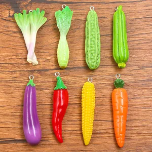 8pcs DIY Resin Simulated Vegetable Pendants Cute Food Charms for Jewelry Making Crafts Keychains