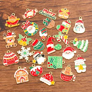Christmas alloy enamel charms DIY jewelry making pendants bulk set for crafts supplies