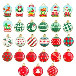 Christmas DIY alloy charms enameled KC gold pendants snowman snowflake holiday jewelry making