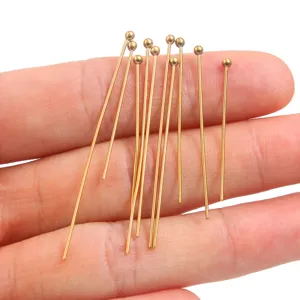 Stainless Steel Round Head Pins DIY Jewelry Accessories Gold Silver Plated Pins For Necklace Bracelet Making Craft Supplies
