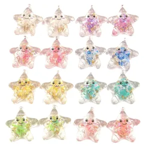Pendentifs étoile en résine colorés et pailletés pour collier bracelet porte-clés DIY.