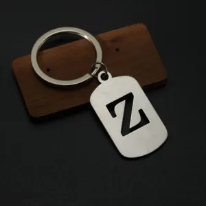 Stainless steel letter Z keychain dog tag titanium steel keyring backpack accessory pendant