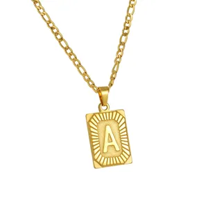 Collar con colgante de letra A de acero inoxidable dorado para hombre joyería hip hop
