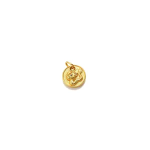 Gold-plated cartoon dragon zodiac pendant detail, exquisite metallic charm accessory.