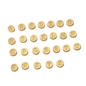 Pendentifs ronds lettres alphabet en acier inoxydable doré pour femmes création de bijoux DIY