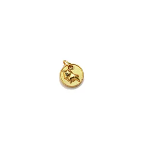 Gold zodiac ox pendant charm for DIY necklace jewelry making, detailed cute animal design.