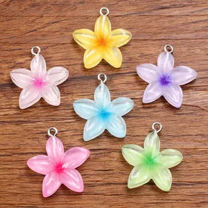 Transparent Resin Lotus Flower Charms Five-Petal Flower Pendants DIY Jewelry Making Accessories For Bag Clothing Ornament Handcrafted Decoration