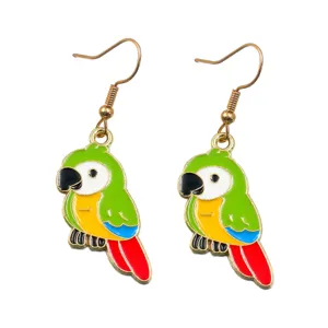 Cute colorful parrot enamel drop earrings KC gold alloy animal series jewelry accessories