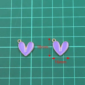 Κρεμαστα Καρδια Εμαγιε Μωβ 16x18mm Χρυσο Ακρο DIY Κατασκευη Κοσμηματων Αξεσουαρ