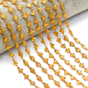Roestvrij staal vergulde DIY ketting kettingen met schattige bloem hartje bedels.