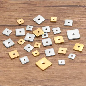 Stainless Steel Square Spacer Beads Gold Silver Plated Flat Washers For DIY Jewelry Making Bracelet Necklace Findings