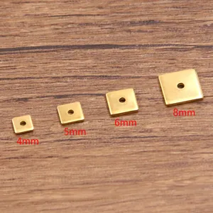 Gold stainless steel square spacer beads 4mm 5mm 6mm 8mm for DIY handmade jewelry making.