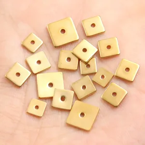 Gold stainless steel square spacer beads, ideal for DIY handmade bracelets, necklaces and jewelry making.