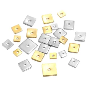 Stainless steel square spacer beads, gold and silver plated DIY jewelry making materials.