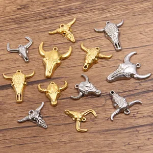 Stainless steel bull head charms in two colors for DIY jewelry making bracelets necklaces