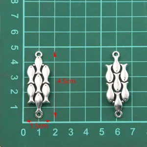 15x45mm DIY κραμάτων ψάρι σύνδεσμος φυλαχτά, 7 μικρά ψάρια μέταλλο για βραχιόλια.