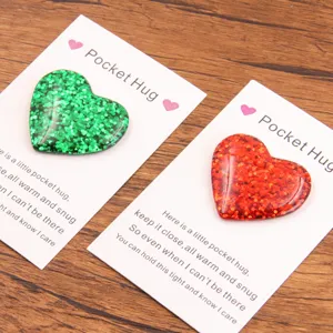 Pocket Hug Heart resin tokens with card, perfect romantic gift and keepsake for loved ones.