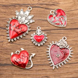 Gothic retro heart alloy charms set for DIY earrings necklace jewelry making accessories