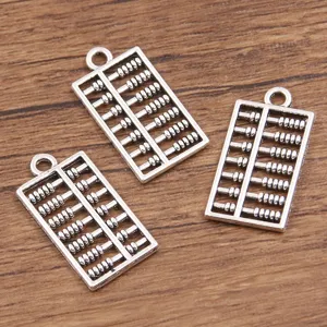 Pendentif breloque abaque en métal argenté vintage pour fabrication de bijoux DIY