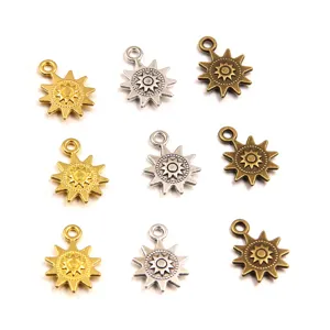 3-Farben Legierung Sonne Charms DIY Schmuck Anhänger 12x17mm Vintage Zahnrad Accessoires