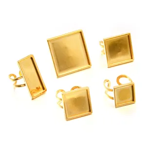 Goldfarbene Edelstahlingel-Ringfassungen, verstellbare DIY-Schmuckrohlinge für Ringe.