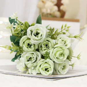 Kunstzijde rozen boeket 10 koppen nepbloemen voor thuis bruiloft feestdecoratie.