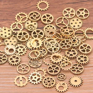 Mini ingranaggi metallici steampunk ciondoli per creazione di gioielli fai da te 100g