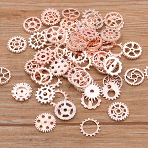 Mini ciondoli ingranaggio steampunk oro rosa lega accessori gioielli DIY vista dettagli 8-15mm