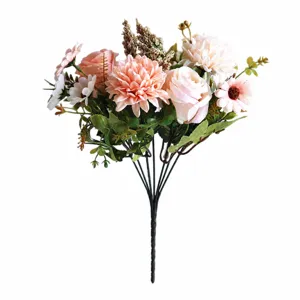 Detailansicht des künstlichen Rosenblumenstraußes mit realistischen Blütenblättern und Maßen.